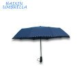 Quality Chinese Products Sombrillas Promotion Pongee Fabric with Check Border Design Three Folding Umbrella Auto Open and Close